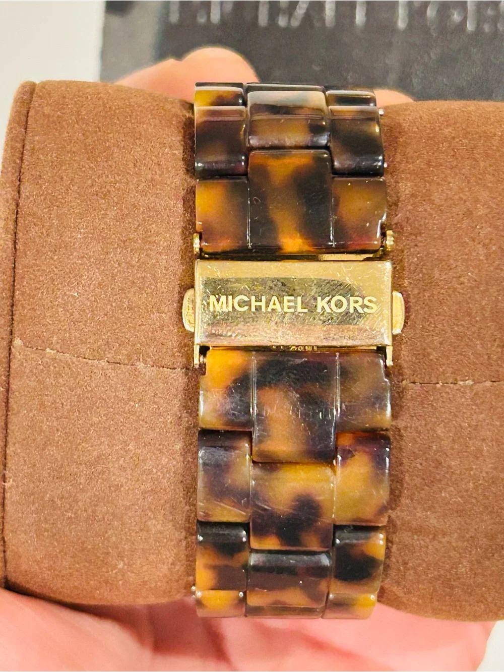 Michael Kors Tortoiseshell and Gold Crystal-Accented Men's Watch